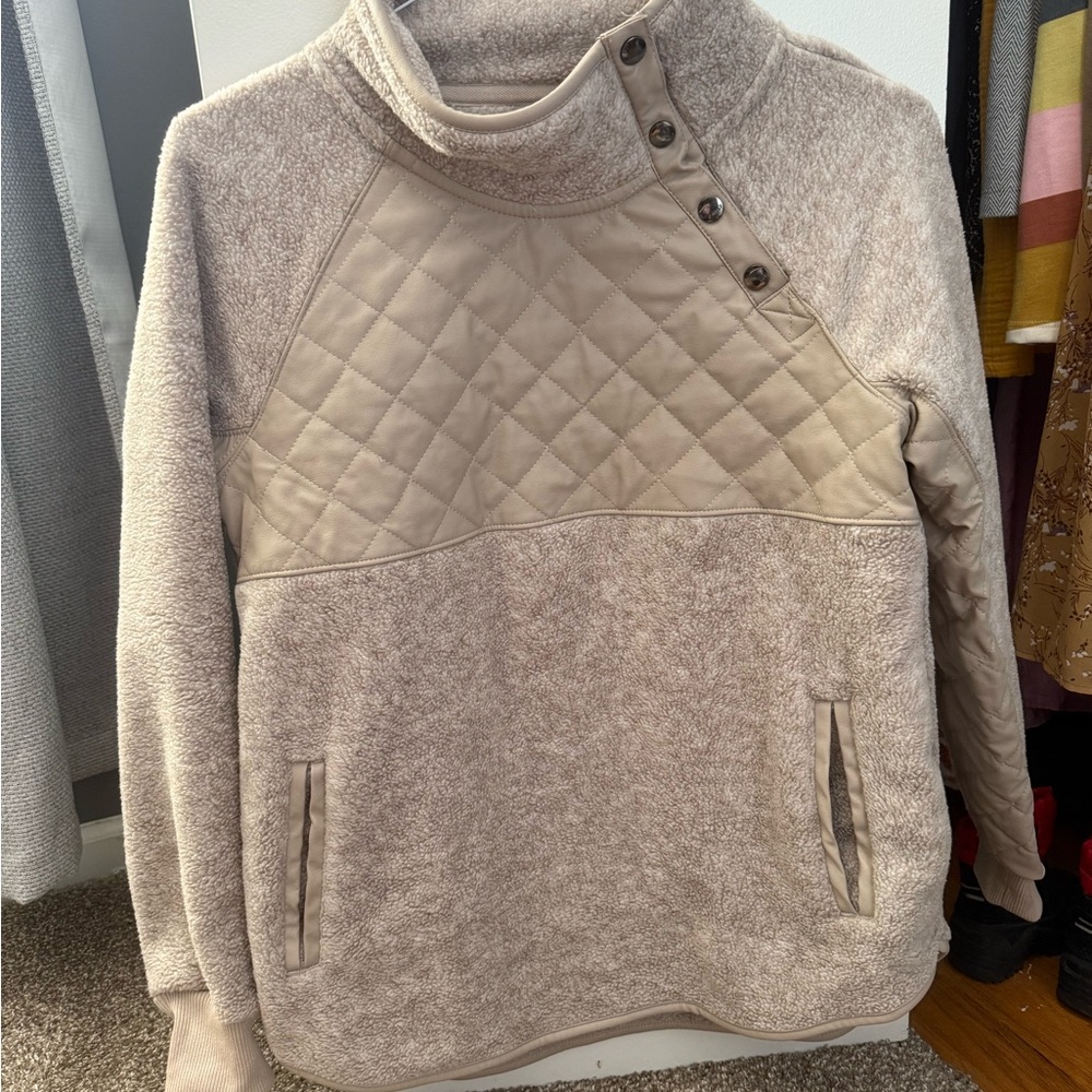 Abercrombie & Fitch Taupe Quilted Cowl Neck Sweater